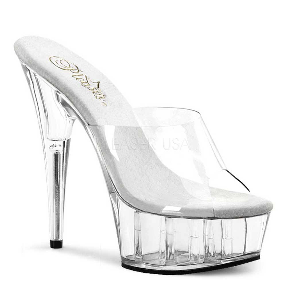 Pleaser - DELIGHT601 Mules with heel - White/Transparent Product image